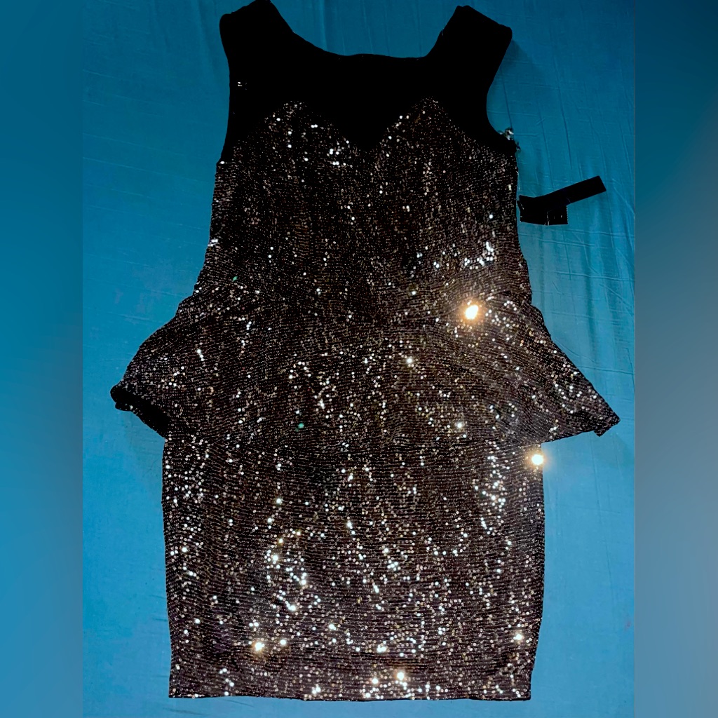 Baby Phat Golden Spell Sequence Dress W Flair Waist Brand New Size 2x